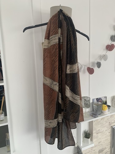 Ladies brown multi print - brown, scarf