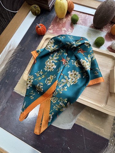 Teal floral square - teal, with
