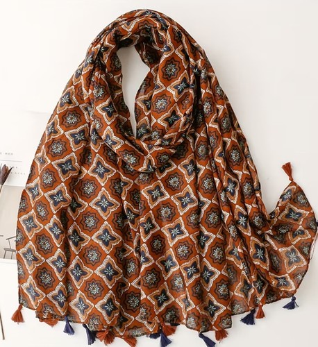 Brown blue white geometric - brown,
